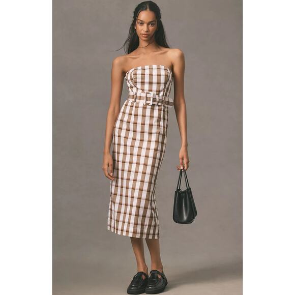 Maeve Belted Square-Neck Plaid Dress - New XL - Picture 1 of 4